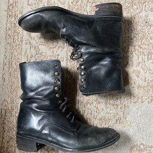 Black Leather Lace-Up Boots